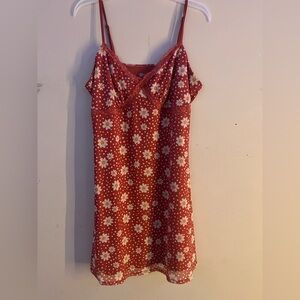 No Boundaries orange/pink Daisy Slip Dress with Lace Trim